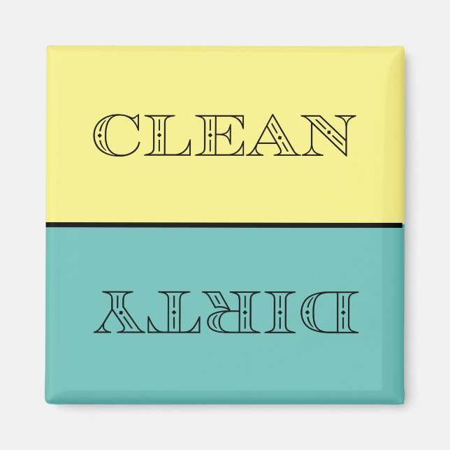 Deco Clean/Dirty Dishwasher Magnet (Gult/Teal) (Framsidan)