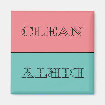 Deco Clean/Dirty Dishwasher Magnet (Rosa/Teal)