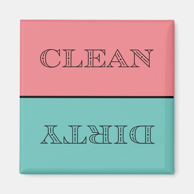 Deco Clean/Dirty Dishwasher Magnet (Rosa/Teal) (Framsidan)