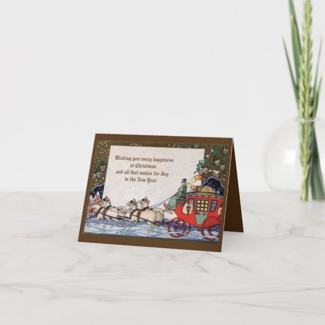 Deco Coach Horses Helgdag julkort Helgkort (Framsida)