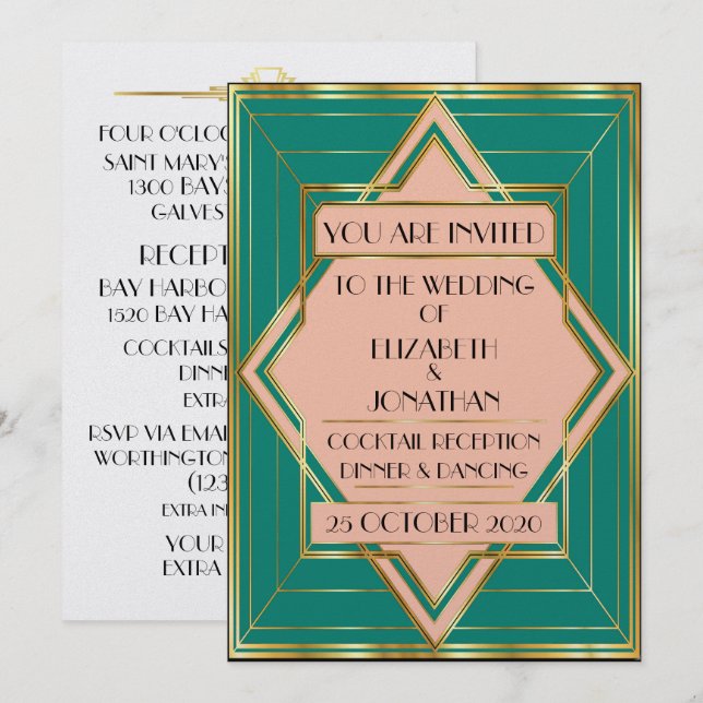 Deco Contemporary Bröllop / Händelserbjudande Inbjudningar (Fram/baksida)