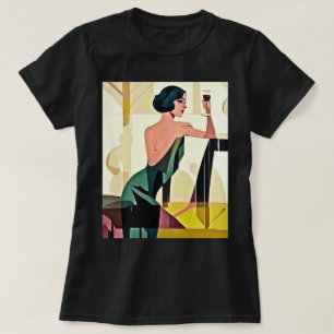 Deco Dam i Grönt Modern Art T Shirt