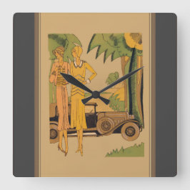 Deco Dam och bil Fyrkantig Klocka