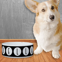 Deco Dots White på Svart Personlig Text Pet