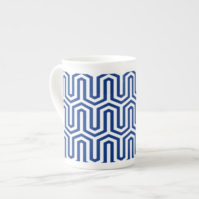 Deco Egyptian motif - koboltblått och vitt Benporslin Mugg (Framsida vänster)