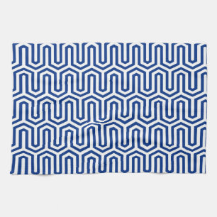Deco Egyptian motif - koboltblått och vitt Kökshandduk