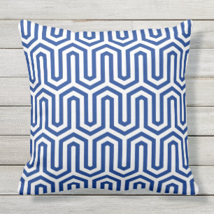 Deco Egyptian motif - koboltblått och vitt Kudde