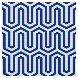 Deco Egyptian motif - koboltblått och vitt Tyg