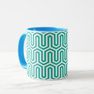 Deco Egyptian motif - turkos blått och vitt Mugg