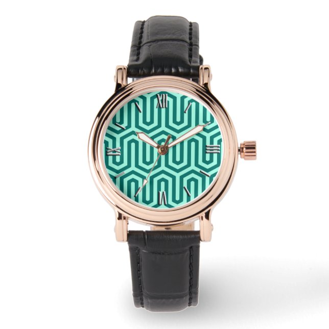 Deco Egyptian motif - turkos och aqua Armbandsur (Framsida)