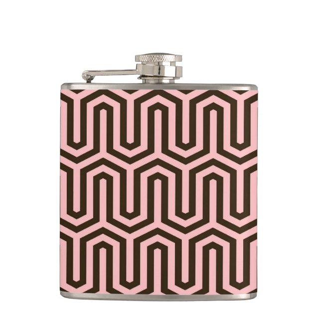 Deco egyptisk motiv - rosa och choklad fickplunta (Framsidan)