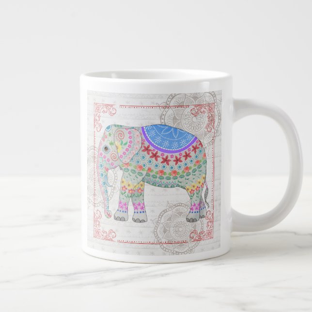 Deco Elephant Boho Stil Mugg Jumbo Mugg (Höger)