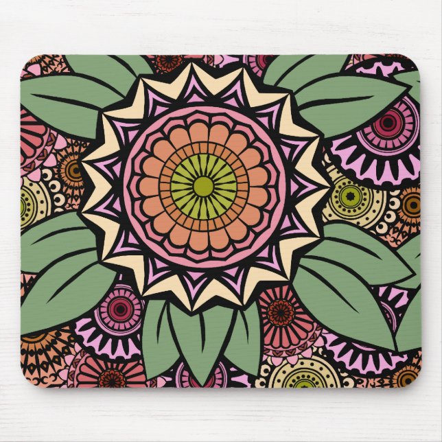 Deco Fandango i orange och grönt Musmatta (Framsidan)