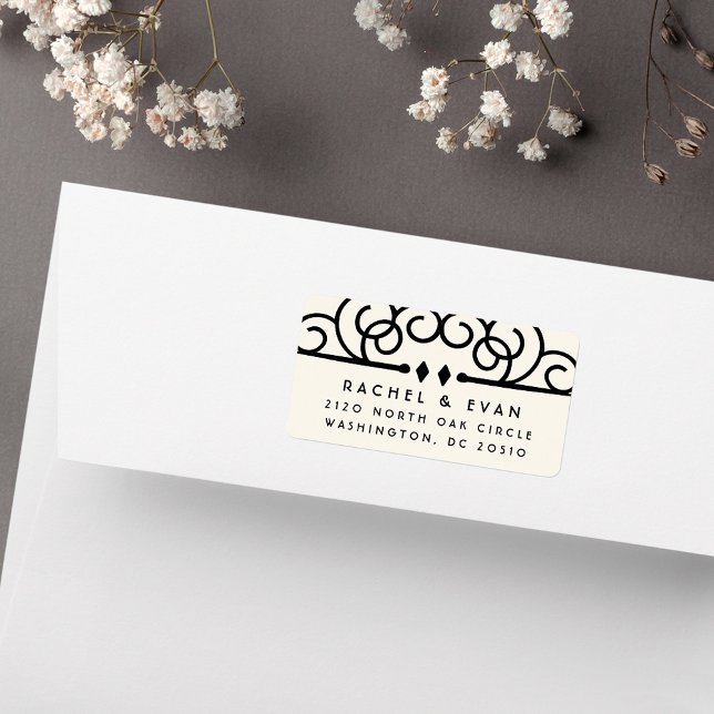 Deco Flourish Oversized Returadress | Elfenbenskus Adressetikett (Skapare uppladdad)