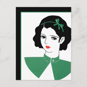 Deco Girl i Grönt Vykort