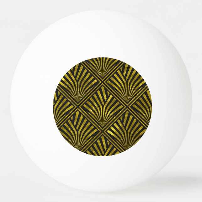 Deco Glam: Guld & Black Mönster Pingisboll (Framsidan)