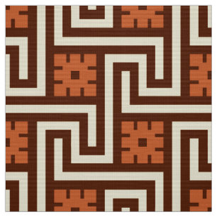 Deco Grekiska Nyckel, Brown, Beige och Rust Tyg
