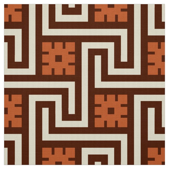 Deco Grekiska Nyckel, Brown, Beige och Rust Tyg (Provkarta)