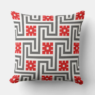 Deco Grekiska Nyckel, Deep Red, White och Grått /  Utomhuskudde