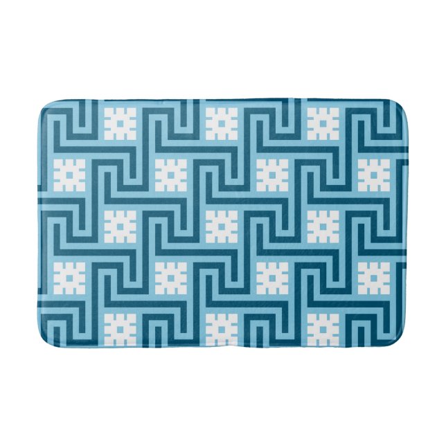 Deco Grekiska Nyckel, Himlar Blue och flottan Badrumsmatta (Framsidan)