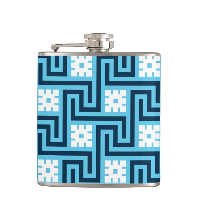 Deco Grekiska Nyckel, Himlar Blue och flottan Fickplunta (Framsidan)