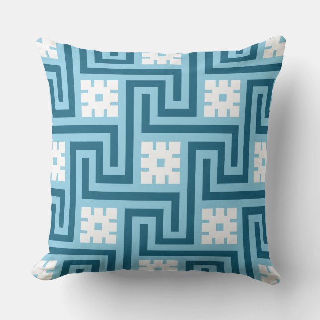 Deco Grekiska Nyckel, Himlar Blue och flottan Kudde (Framsida)