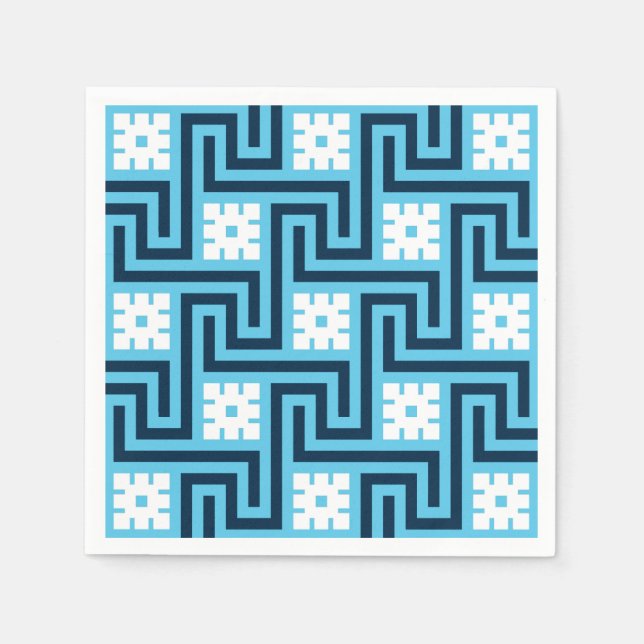 Deco Grekiska Nyckel, Himlar Blue och flottan Pappersservett (Framsidan)