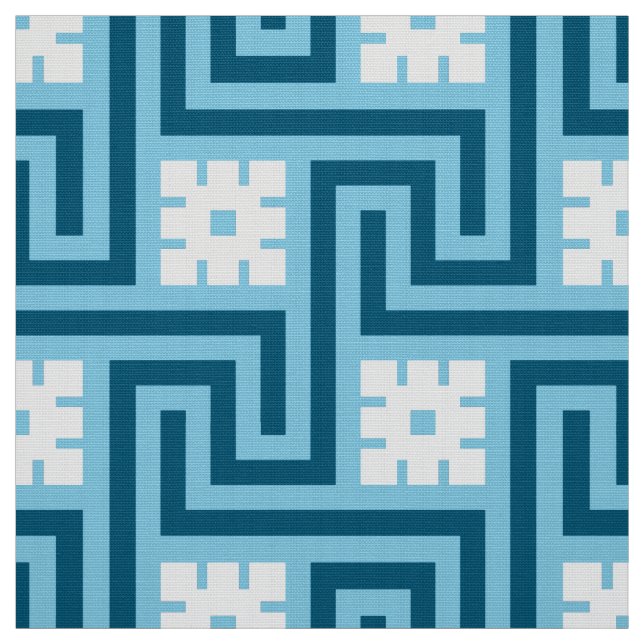 Deco Grekiska Nyckel, Himlar Blue och flottan Tyg (Provkarta)