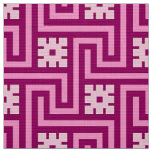 Deco Grekiska Nyckel, Rosa och Burgundy Tyg