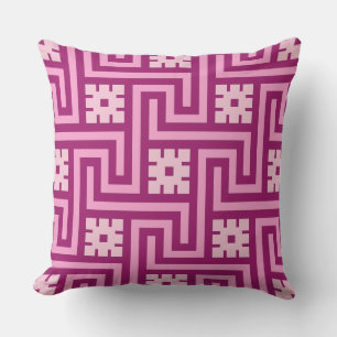 Deco Grekiska Nyckel, Rosa och Burgundy Utomhuskudde