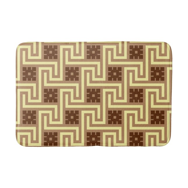 Deco Grekiska Nyckel, Tan, Brown och Gult Badrumsmatta (Framsidan)