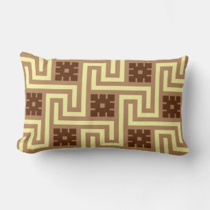 Deco Grekiska Nyckel, Tan, Brown och Gult Lumbarkudde