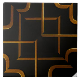 Deco Grid Black Gold Luxury Geometric Bathroom Til Kakelplatta