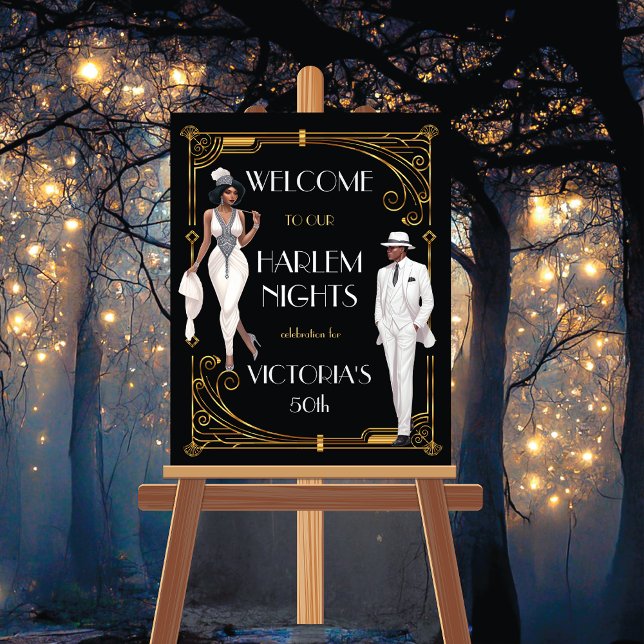 Deco Harlem Nights Flapper och gentleman Welcome Poster (Skapare uppladdad)