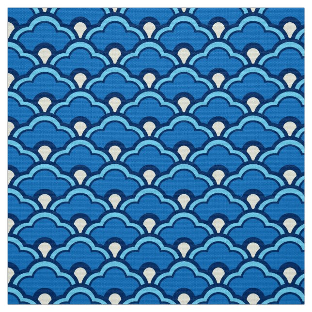 Deco kineskammusslor, havblått och indigoblått tyg (Provkarta)
