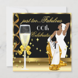 Deco Lady Gold Svart För Fantastisk Födelsedag Inbjudningar