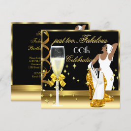 Deco Lady Gold Svart För Fantastisk Födelsedag Inbjudningar