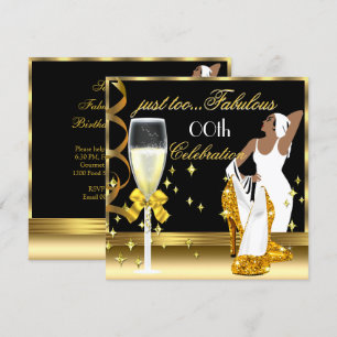 Deco Lady Gold Svart För Fantastisk Födelsedag Inbjudningar