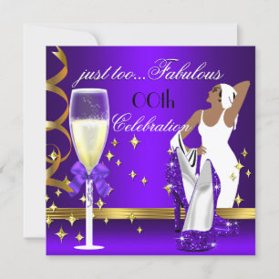 Deco Lady Purple Gold För fantastisk födelsedag Inbjudningar