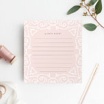 Deco- | Längd Anteckningsblock<br><div class="desc">anteckningsblocket för personlig av chic i blekens  rosa har en ornate white deco stil gräns med ditt namn eller val av personalisering överst i medium grått. Löjd för lätt noteke.</div>
