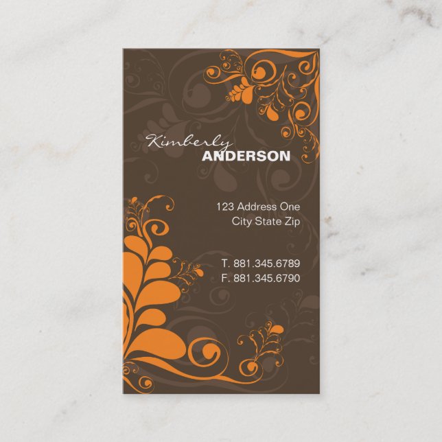 Deco löv virvlar runt naturen som lantlig konst visitkort (Framsida)