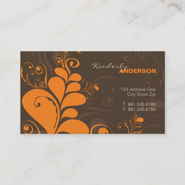 Deco löv virvlar runt naturen som lantlig konst visitkort (Framsida)