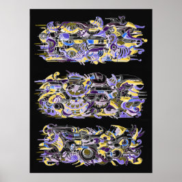 Deco' maskin bläck art poster