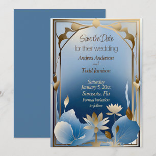 Deco minimalism blue guld lotus blomma spara datumet