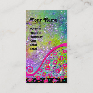 DECO MONOGRAM Gult Rosa Fuchsia Violet Sparkles Visitkort