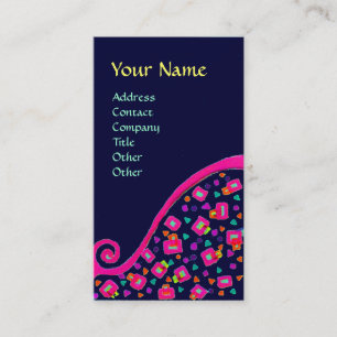 DECO MONOGRAM , Rosa Fuchsia Blue Visitkort