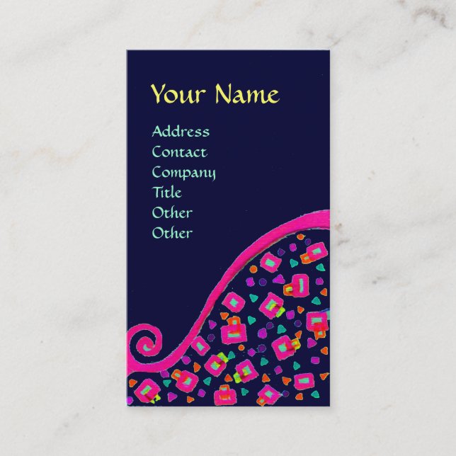DECO MONOGRAM , Rosa Fuchsia Blue Visitkort (Framsida)