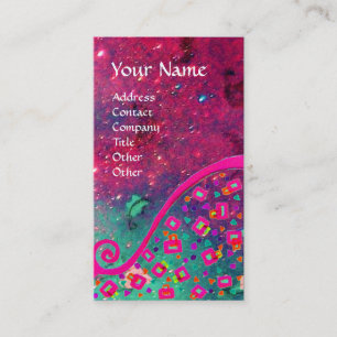 DECO MONOGRAM , Rosa Fuchsia Grönt Sparkles Visitkort