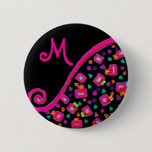 DECO MONOGRAM Rosa Fuchsia Gult White Black Knapp