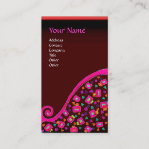 DECO MONOGRAM , Rosa Fuchsia Red Visitkort